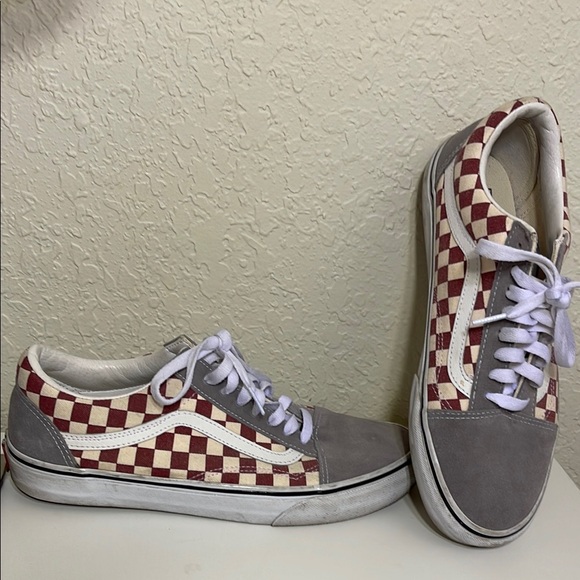Vans Red and White Checkered Sneakers - Picture 1 of 2